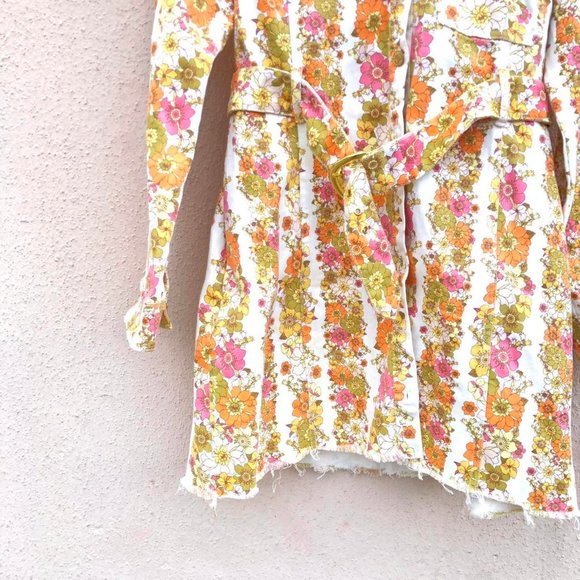 Show Me Your MUMU Groovy Floral Denim Jacket with Belt Women's XXL - Picture 2 of 4